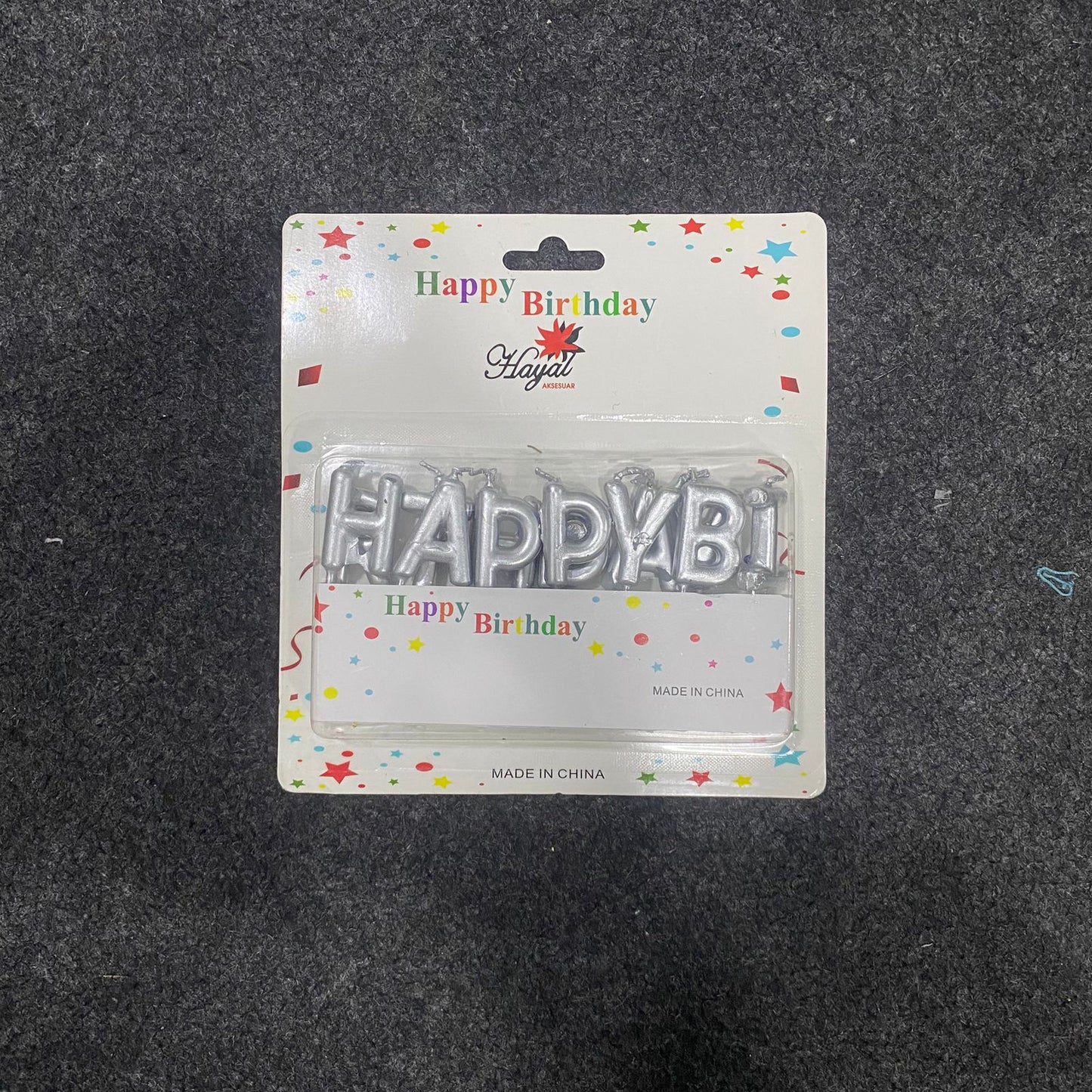 AM7682 Silver Happy Birthday Letter Cake Candles Set For Metallic Theme Cake Decoration Supplies