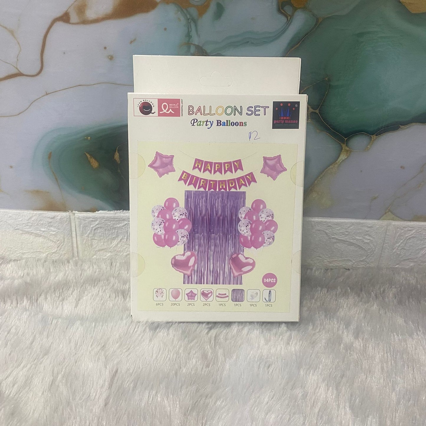 AM7685 Happy Birthday Balloon Decoration Combo Set With Metallic Fringe Foil Curtain For Party