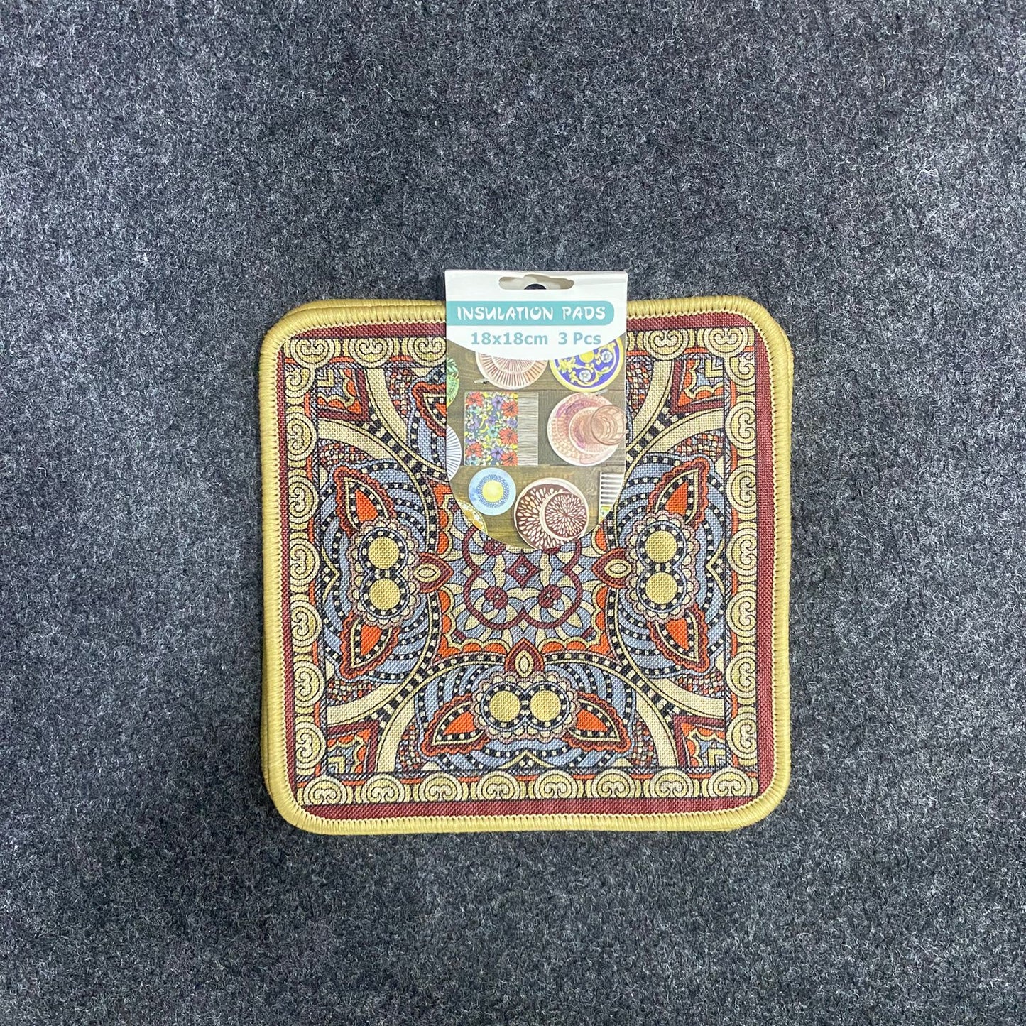 AM7709 DECORATIVE SQUARE HEAT RESISTANT INSULATION PADS FOR KITCHEN SURFACES AND DINING TABLE TOPS