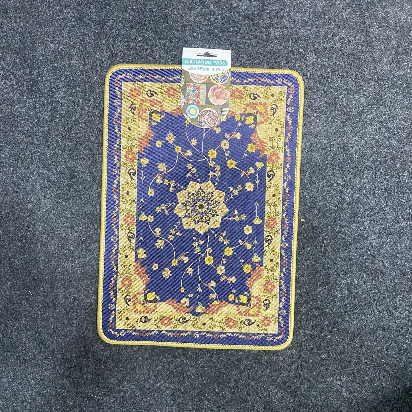 AM7712 ELEGANT BLUE FLORAL PATTERN HEAT RESISTANT INSULATION PAD FOR DINING TABLE SURFACE PROTECTION