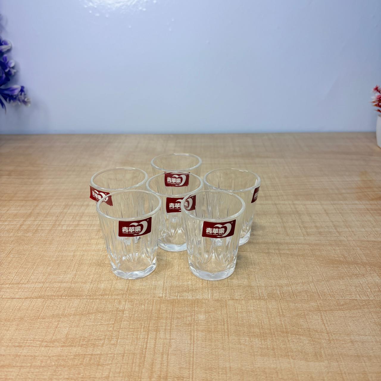 AM7743 qing ping guo crystal clear deli shot glasses set of six premium quality glassware