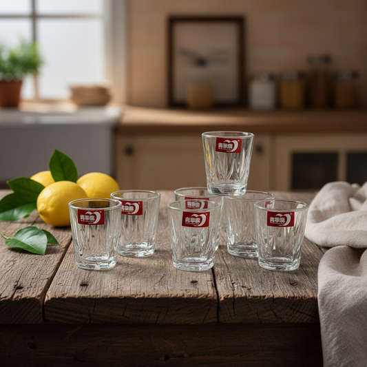 AM7743 qing ping guo crystal clear deli shot glasses set of six premium quality glassware