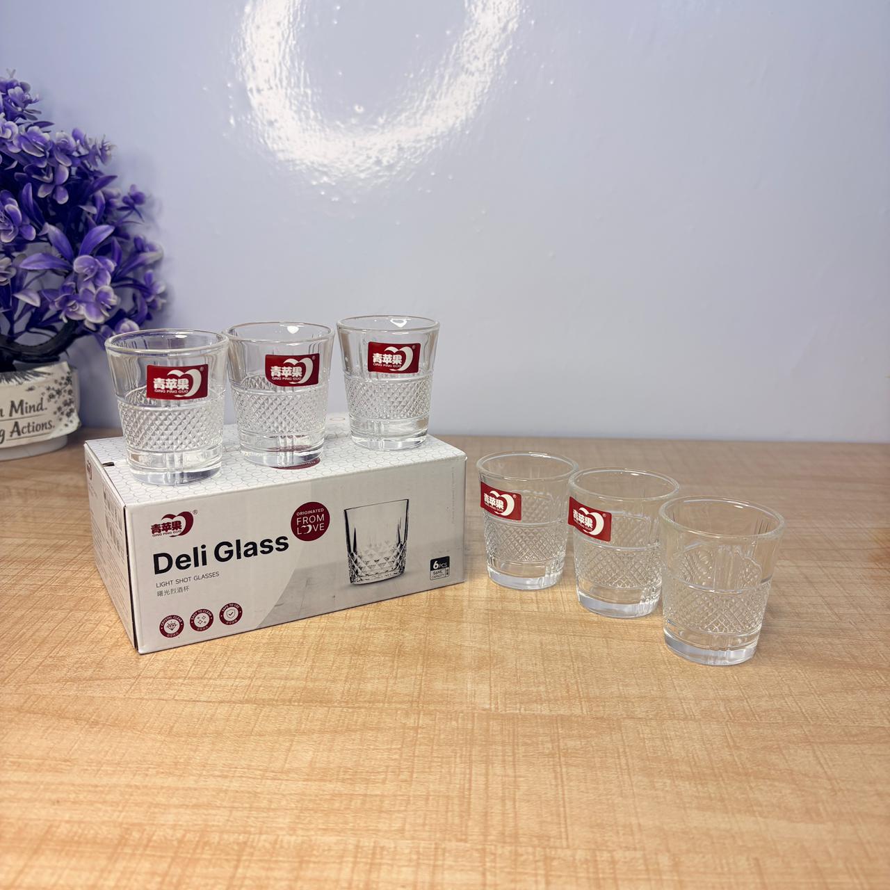 AM7746 Elegant Set of 6 Crystal Glass Shot Glasses by Deli Glass - Qing Ping Guo