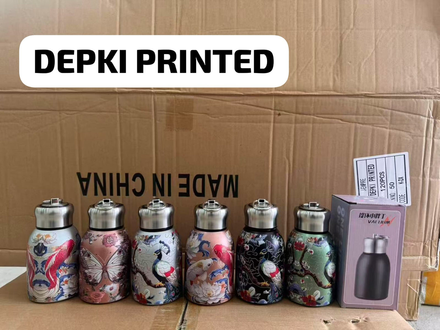 AM7803 COMPACT STAINLESS STEEL MINI BOTTLE WITH CARRYING RING FOR CONVENIENT ON THE GO HYDRATION - PRINTED