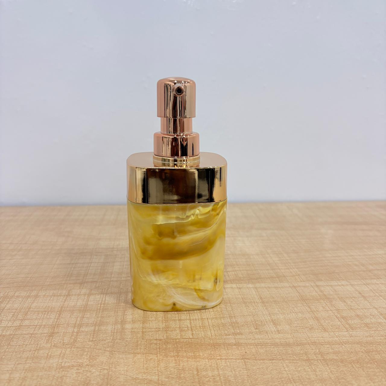 AM7785 ELEGANT MARBLE FINISH SOAP DISPENSER WITH ROSE GOLD PUMP FOR MODERN HOME DECOR