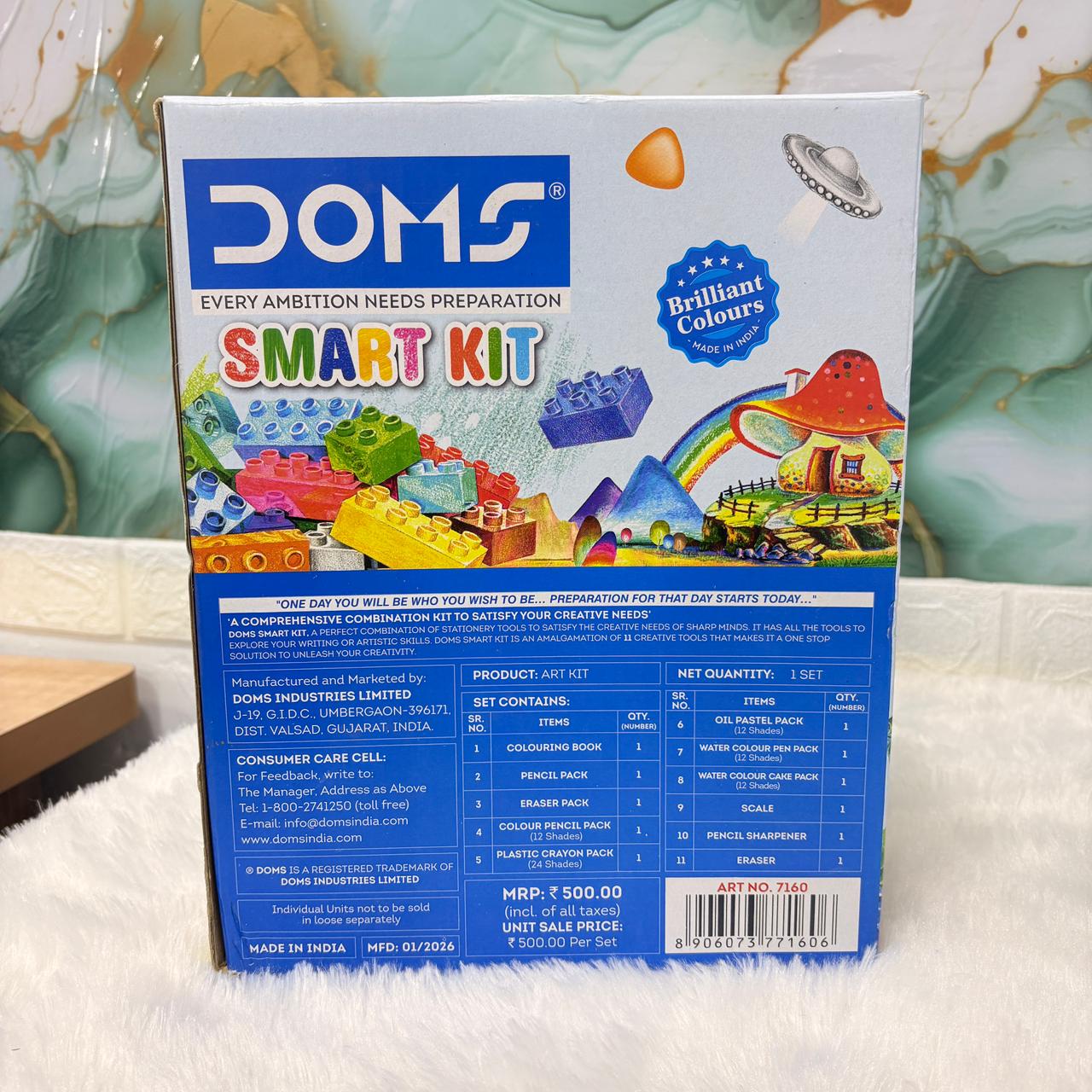 A06473 DOMS Smart Kit – Comprehensive 11-Piece Stationery & Art Set with Clear Backpack