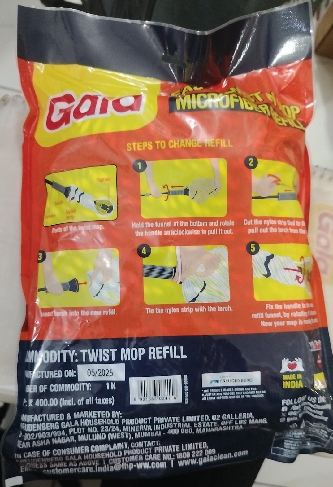 A06580 Gala Easy Twist N Mop Microfiber Refill