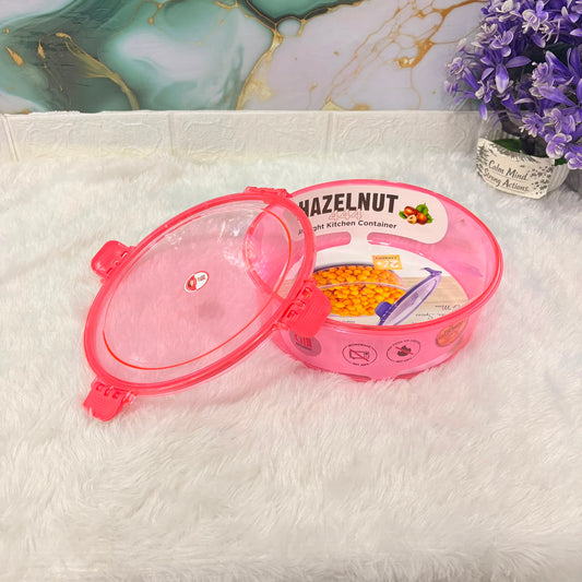 A06643 HAZELNUT 444 Round Airtight PET Plastic Kitchen Container with 4-Side Lock Lid
