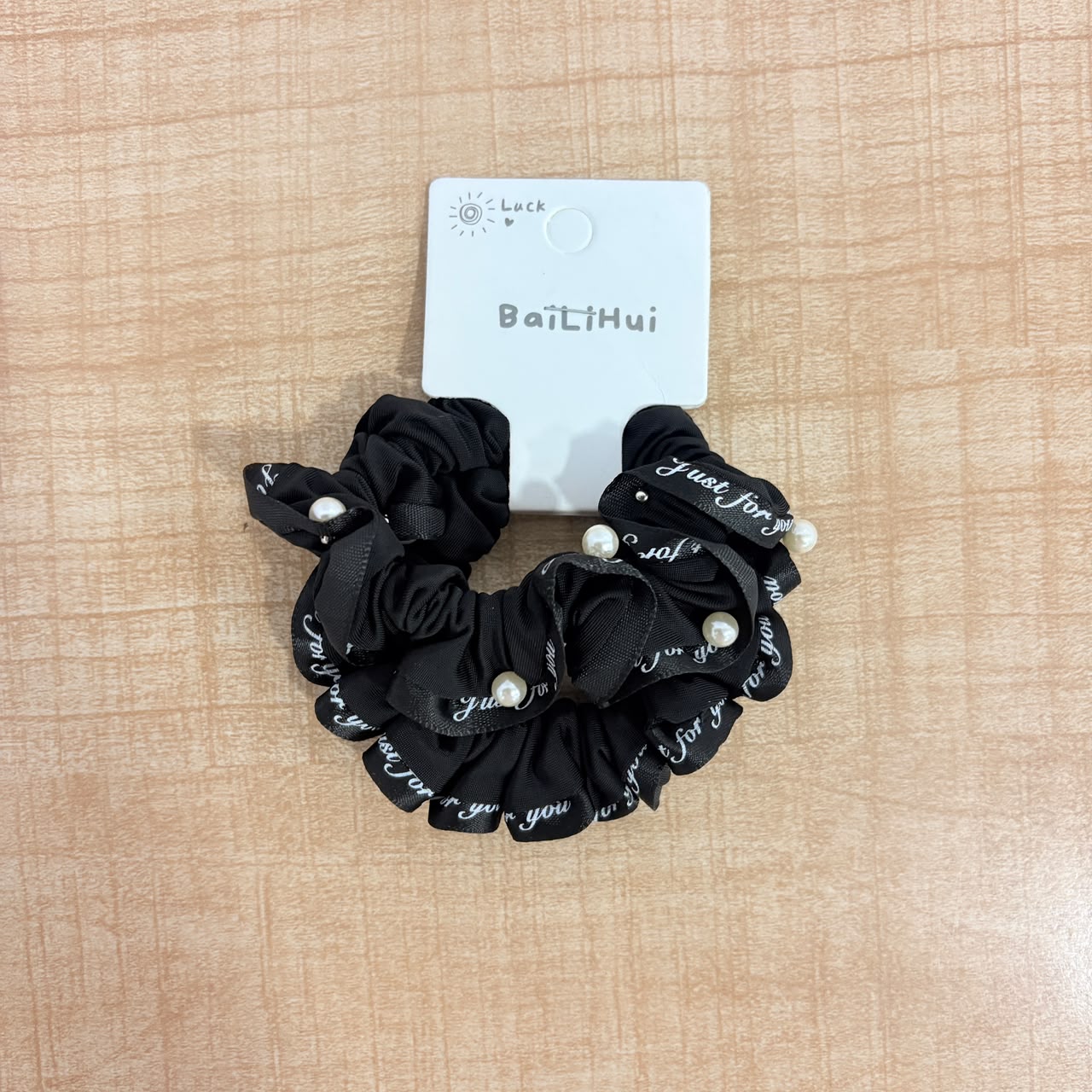 A06718 2Pc Cute Flower & Pearl Elastic Hair Scrunchies Set for Women & Girls