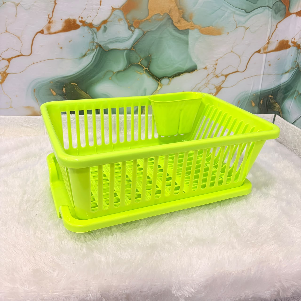 A06749 3 in 1 Durable Drainer Drying Rack Washing Basket with Tray
