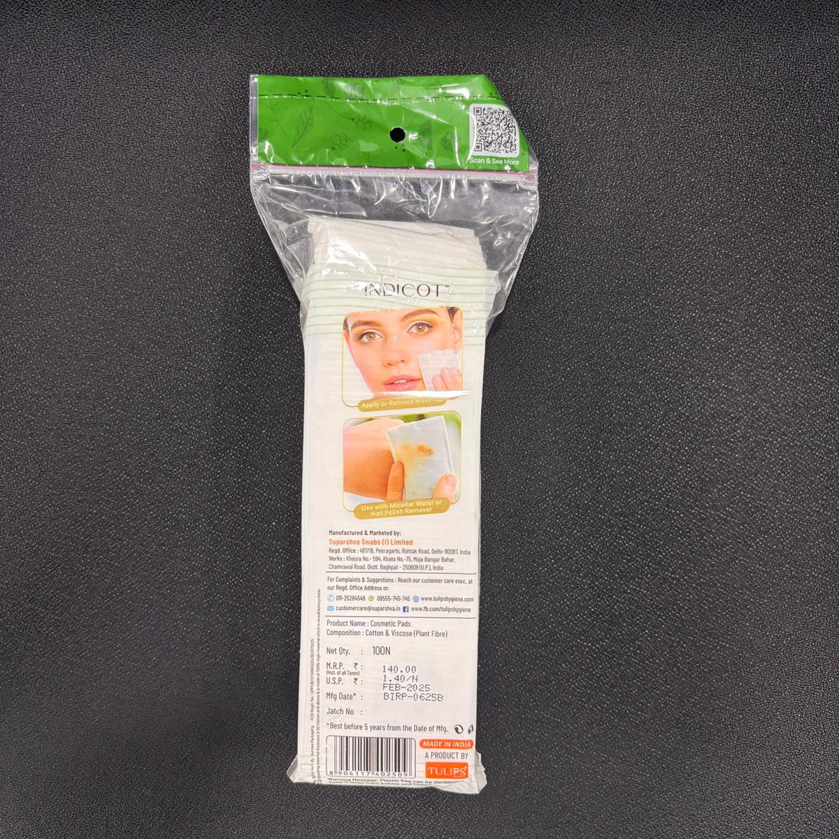 AM2939 Indicot 100 pad Cotton Pad Rectengle, For Domestic