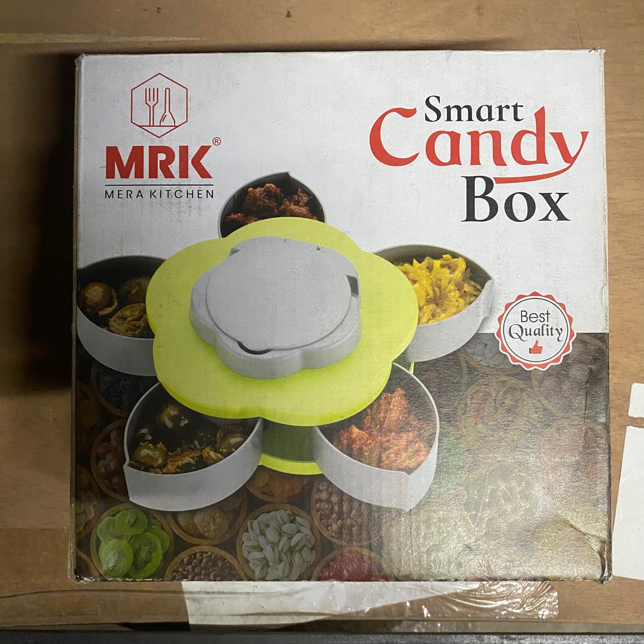 0634 Plastic Smart Candy Box Serving Rotating Tray Spice Storage