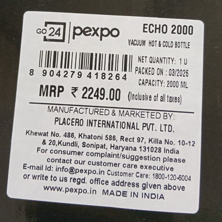 AM2786 Pexpo Echo Thermo SS Water Bottle Vaccum Insulated 2000ml