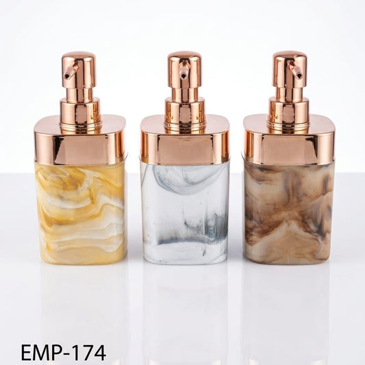 AM7785 ELEGANT MARBLE FINISH SOAP DISPENSER WITH ROSE GOLD PUMP FOR MODERN HOME DECOR