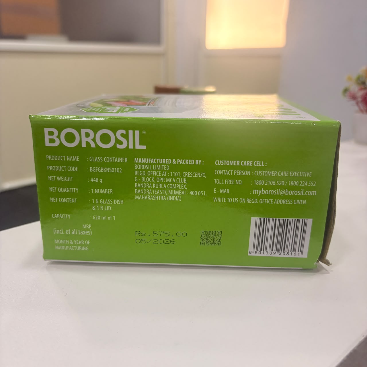 AM6196 Borosil Klip N Store Round Glass Container - 620 ml with Air Tight Lid