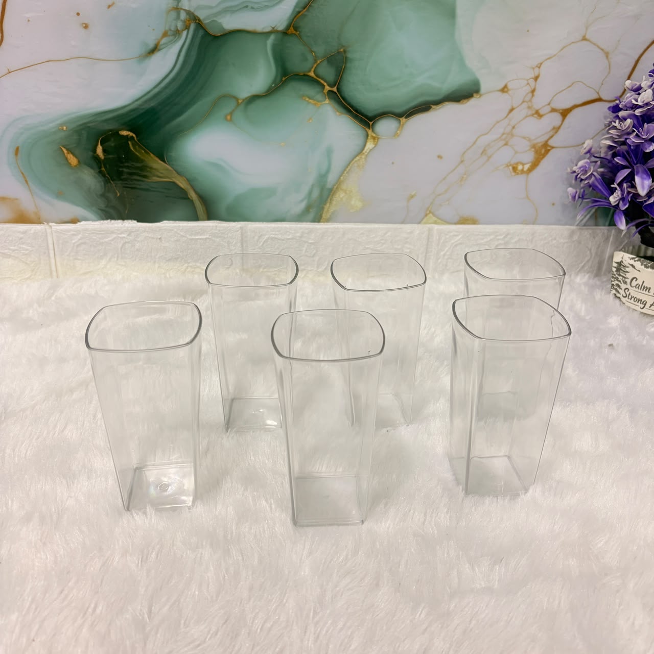 AM2103 Plastic Square Taquilla Glass Set - 6 Pieces