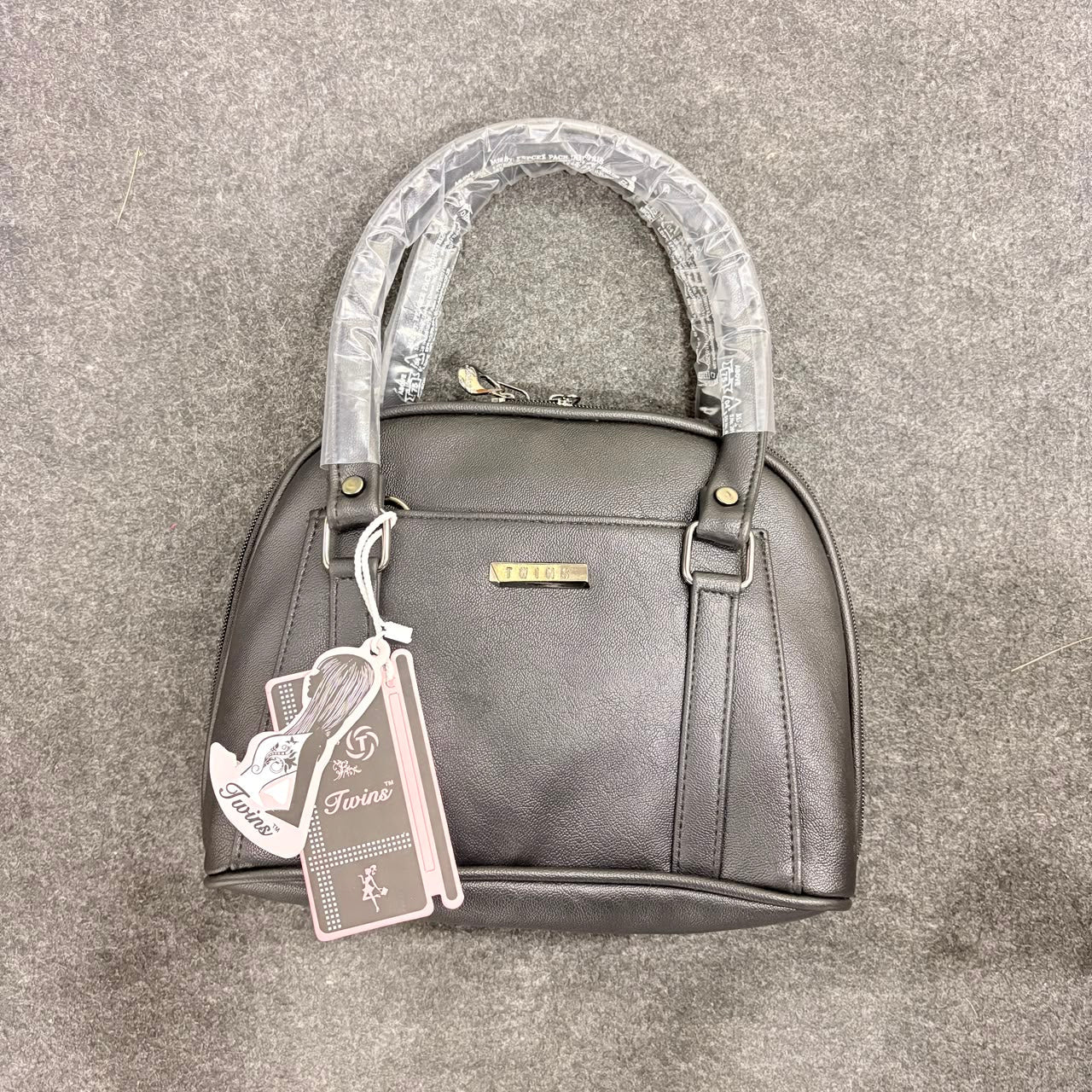 A06698 Twins Women's Elegant Grey Faux Leather Mini Handbag & Crossbody Purse