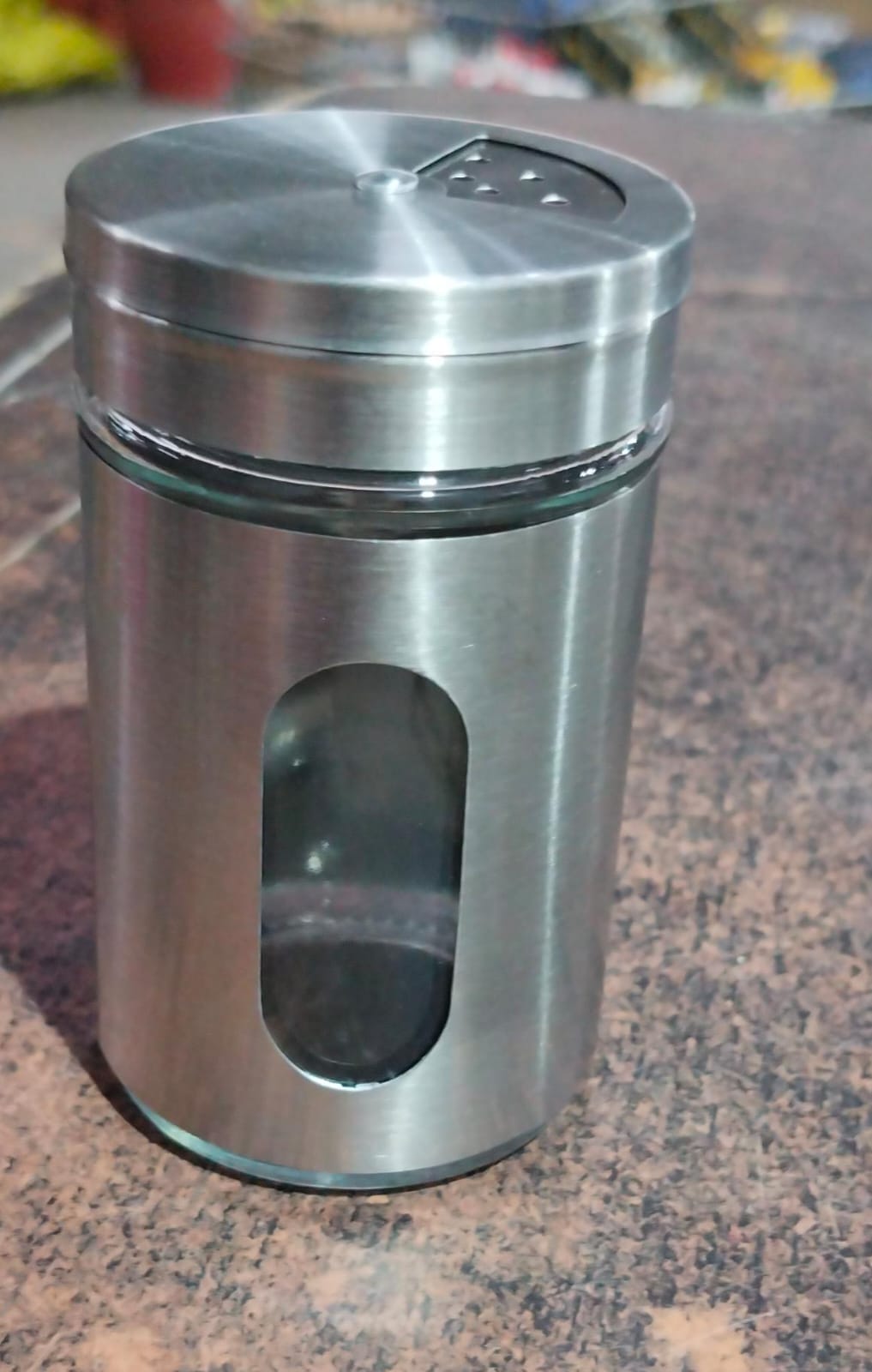 AM5396 Glass Spice Shaker Jar with Steel Lid Multicolor/Great for Spices, Herbs, Seasonings (Set of 1 Pc)