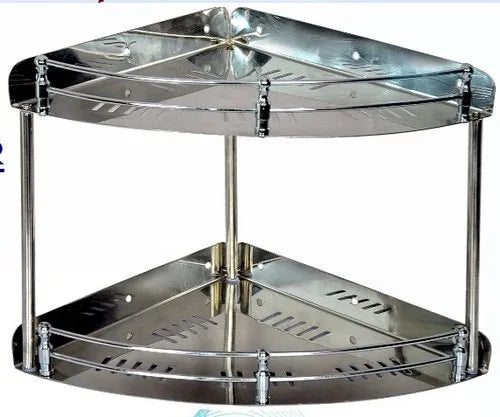 3913 Stainless Steel Multi Purpose Round Double Corner Shelf (9x9 Inches)