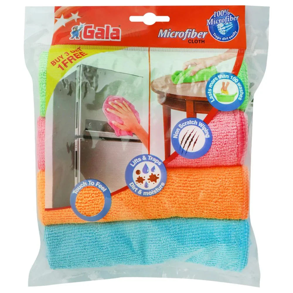 AM5030 Gala Microfiber Cleaning Cloth/ Towels Set of 4 Kitchen Wipes, Microfiber Cloth for car, bike cleaning and home cleaning, Glass cleaning cloth, (Multicolor)