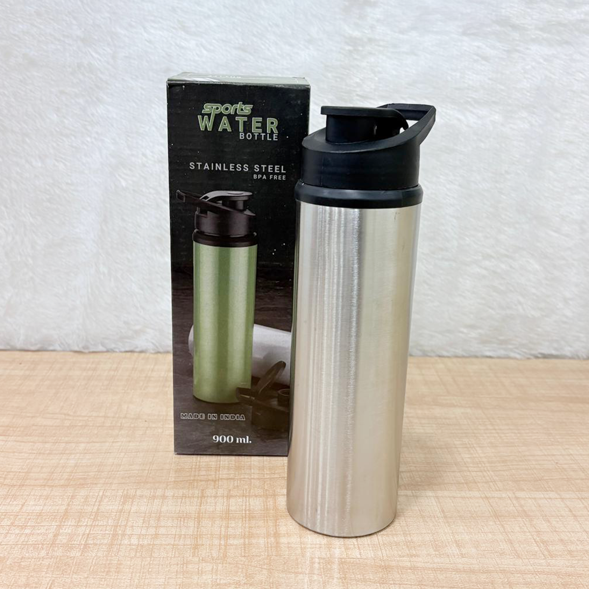 AM6660 Mix-Colour Stainless Steel Water Bottle with Flip Top Leakproof Lid - 900ml for Gym, Office, Travel