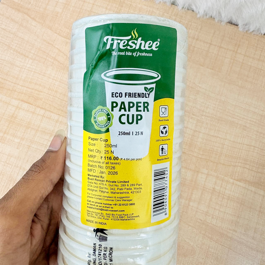 TM0189 Freshee Eco-Friendly Paper Cups (250ml) – Pack of 25