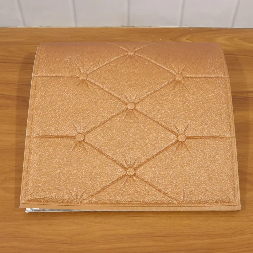 16035 Self Adhesive 3D Foam Wall Panel Cushion Wallpaper (1 Pc, Brown, 69x35 Cm)