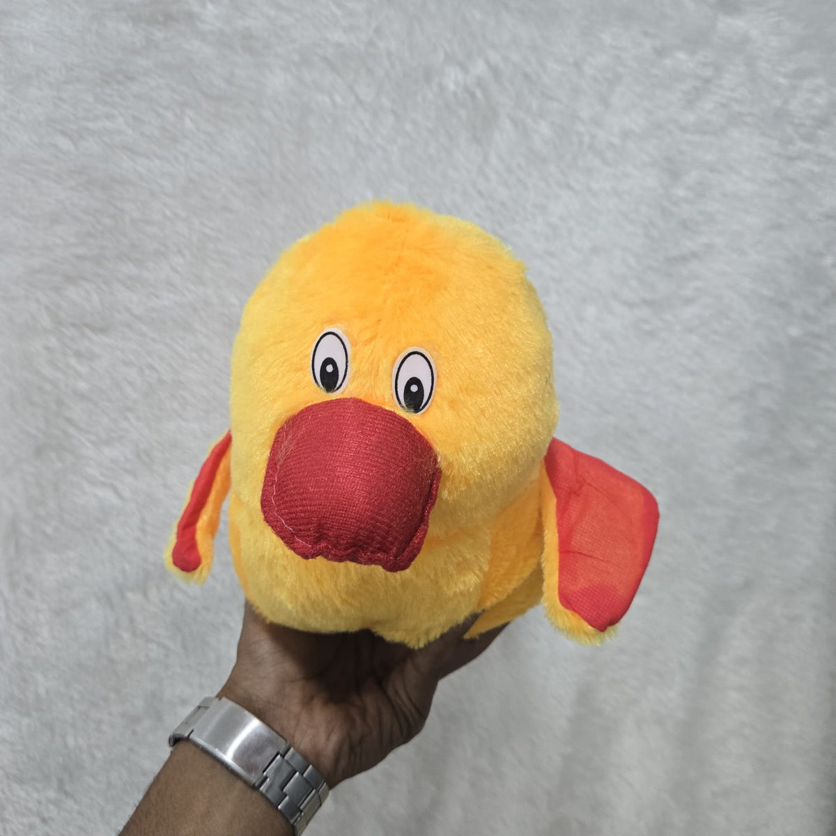 AM6984 Plush Yellow Duck Toy with Red Beak and Wings