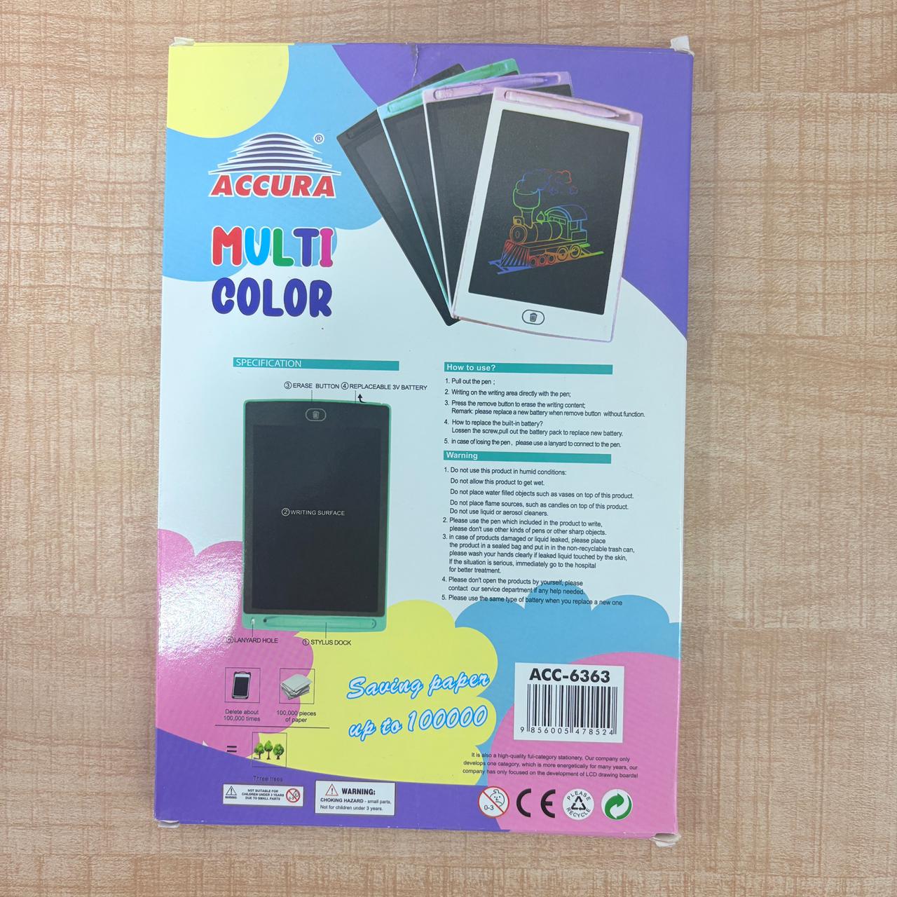 AM6885 Accura ACC-6363 Multi-Color LCD Digital Slate for Writing and Practice