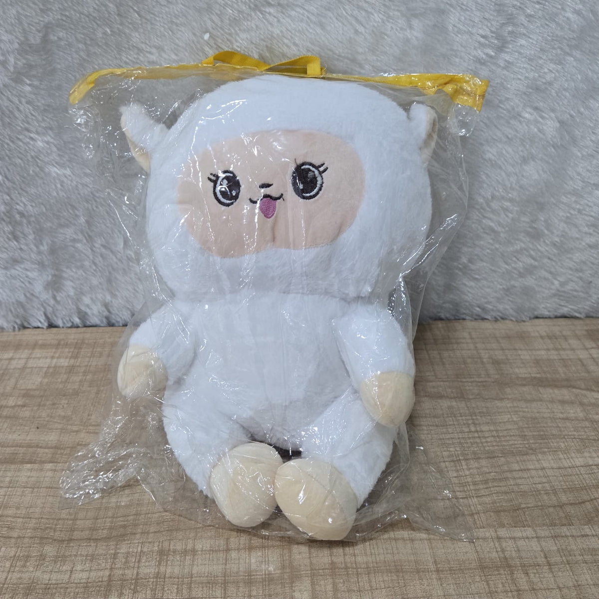 AM6968 Cute White Sheep Plush Toy with Green Sprout
