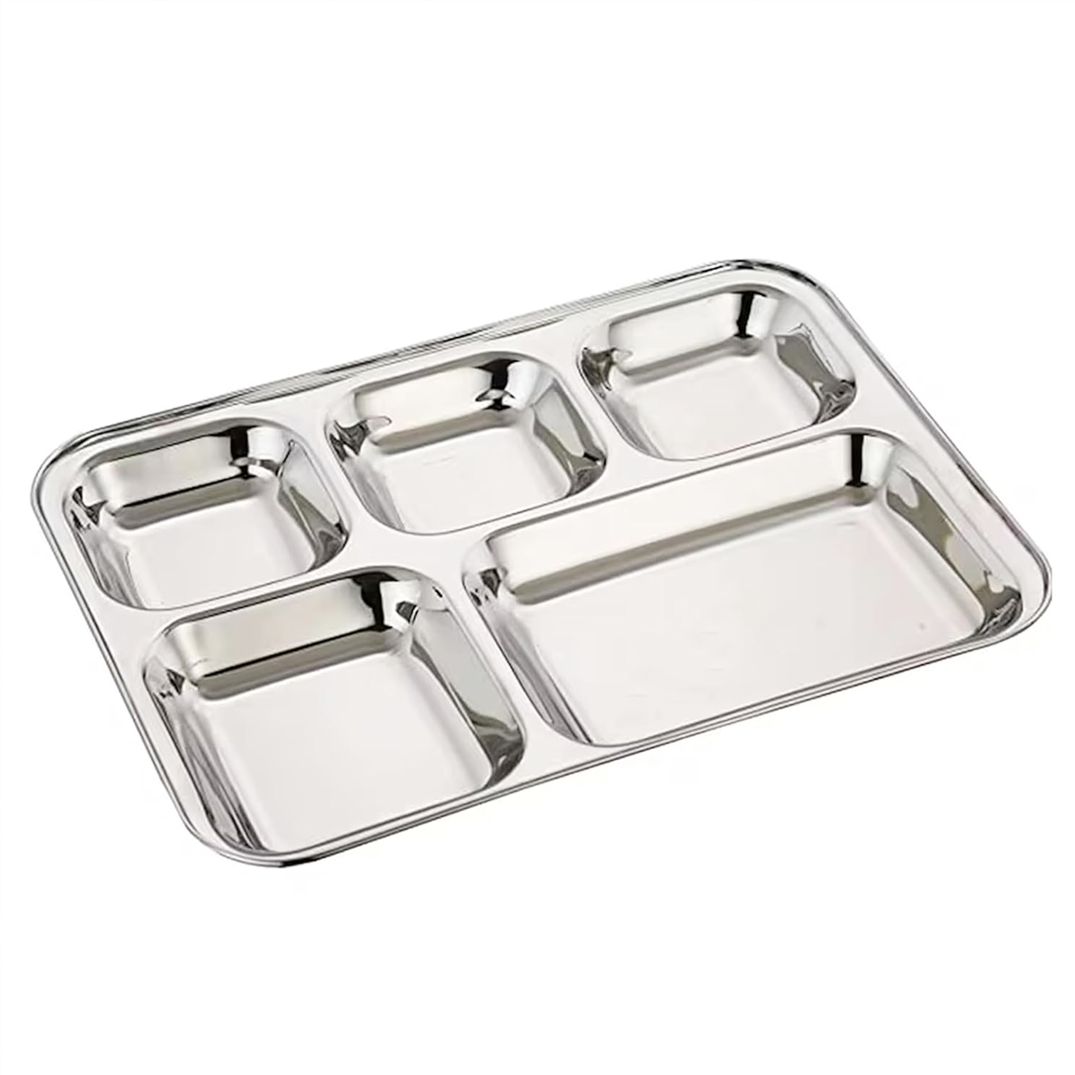 AM6012 Madhuram Stainless Steel 5 Compartment Mess Plate