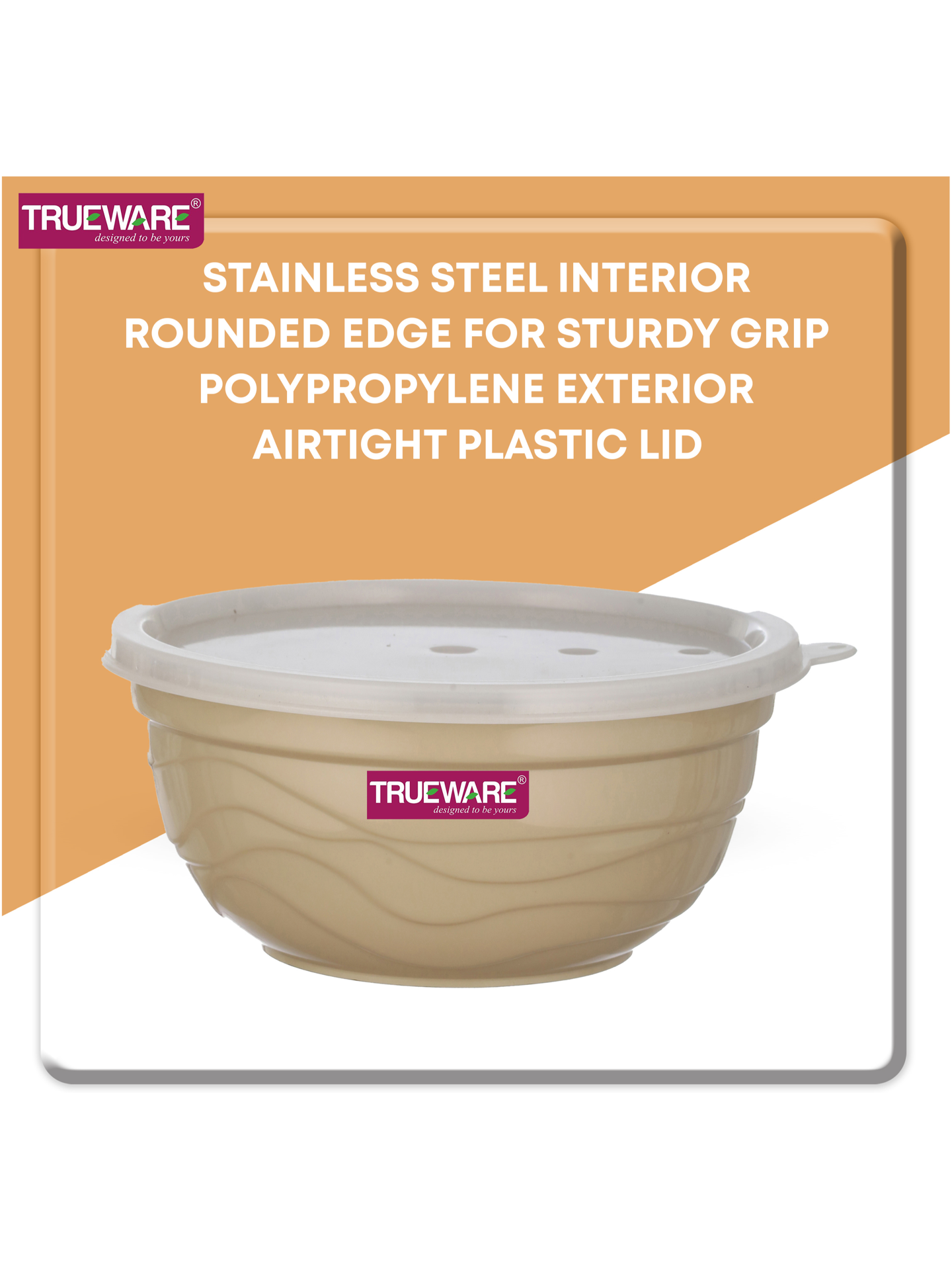 AM2418 Trueware Ultimate Microwave safe Stainless Steel Plastic Serving Bowl Small 1000ml