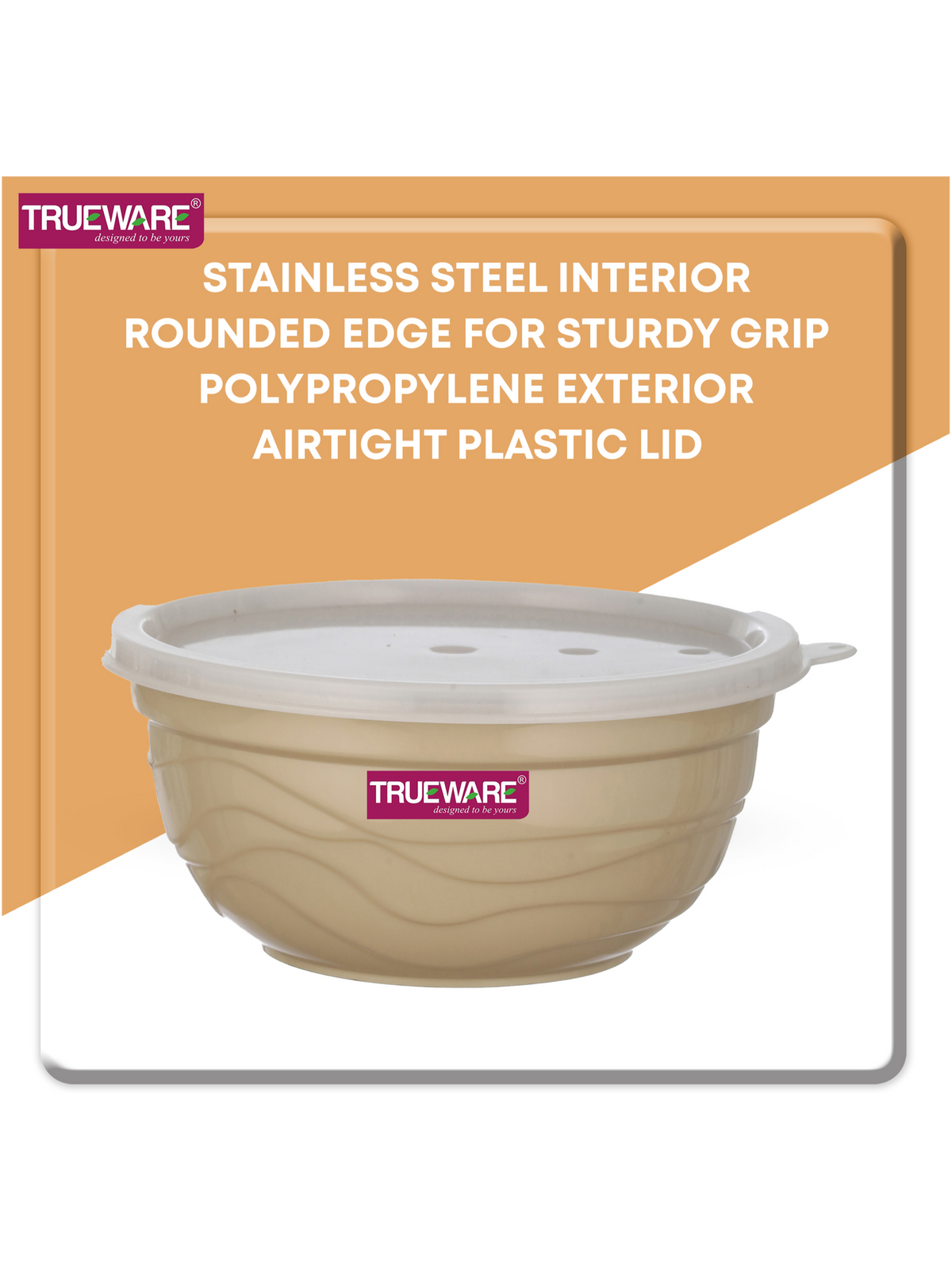 AM2419 Trueware Ultimate Microwave safe Stainless Steel Plastic Serving Bowl Medium 1400ml