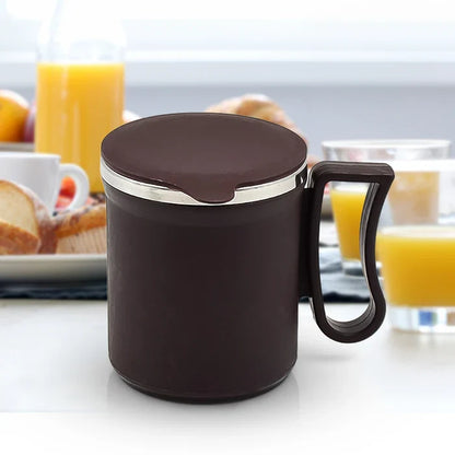 10100 Coffee Mug With Lid And Handle-Plastic Covered Stainless Steel Mug (Random Color, Approx 200 ML)