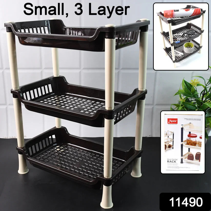 11490 Apex Small Multiuse Plastic Storage Rack Organizer 3-Tier