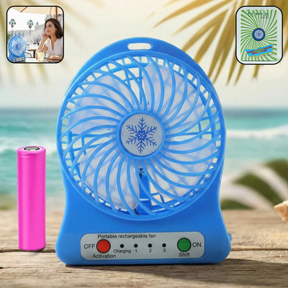 17707 Portable Rechargeable Mini Table Fan With LED Light And Battery (1 Pc)