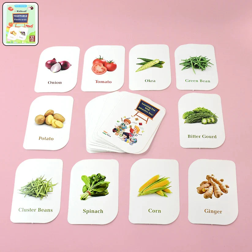 19155 Kidkraft 32-Piece Educational Vegetable Flash Cards Set