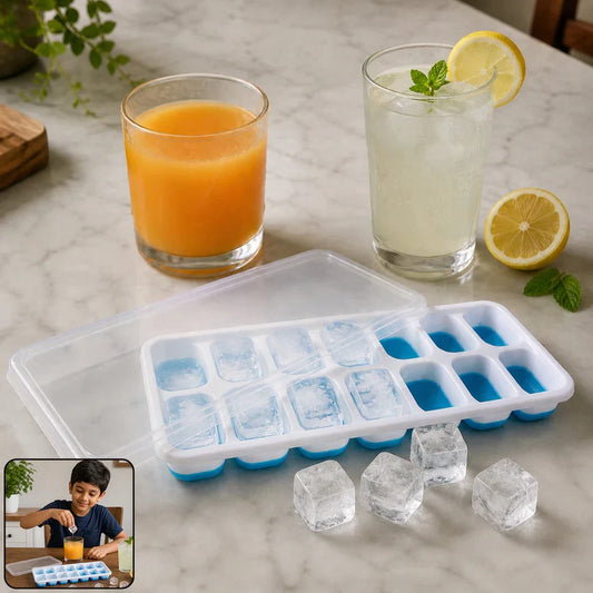 11112 Multipurpose Plastic Ice Cube Tray with Lid - 14 Grid
