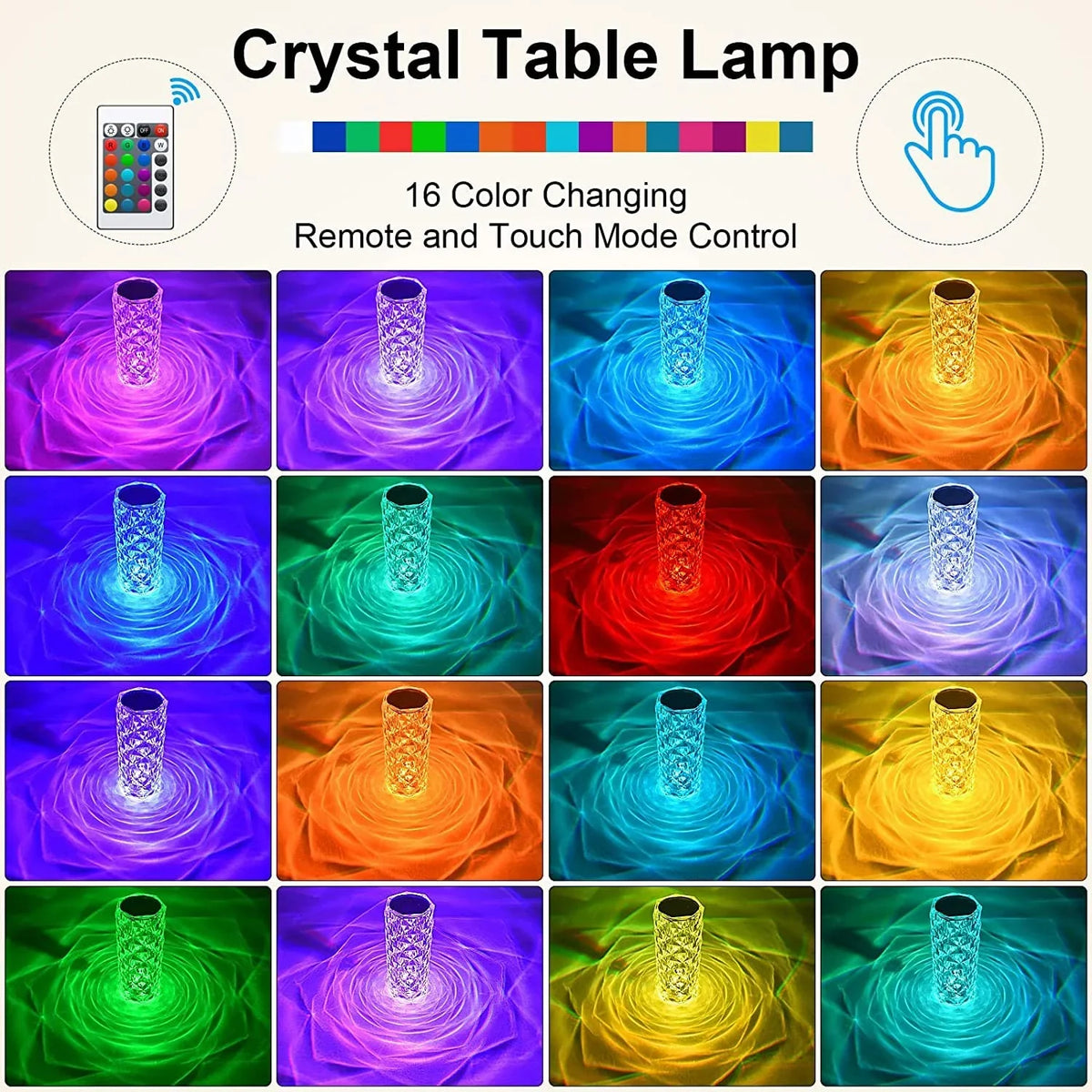 6604 Crystal Table Lamp RGB Color Changing Night Light
