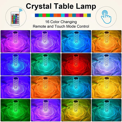 6604 Crystal Table Lamp RGB Color Changing Night Light