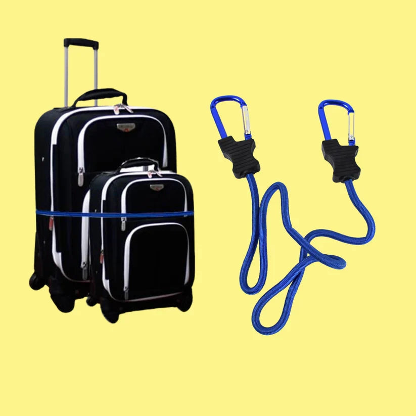 15264 Carabiner Bungee Cords with Hook Tie Downs Luggage Strap Carrying Bag Secure (1 Pc / Mix Color)