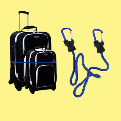 15264 Carabiner Bungee Cords with Hook Tie Downs Luggage Strap Carrying Bag Secure (1 Pc / Mix Color)
