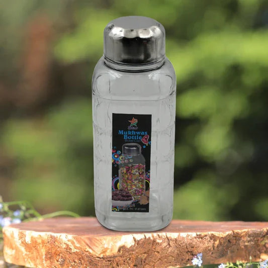 AM7651 PLASTIC TRANSPARENT MUKHWAS BOTTLE WITH STEEL CAP / MOUTH FRESHENER / DRYFRUITS MULTIPURPOSE AIR TIGHT AND BPA FREE KITCHEN STORAGE BOTTLE (1 PC)