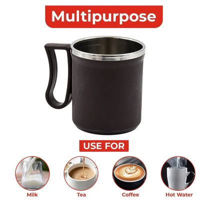 10100 Coffee Mug With Lid And Handle-Plastic Covered Stainless Steel Mug (Random Color, Approx 200 ML)