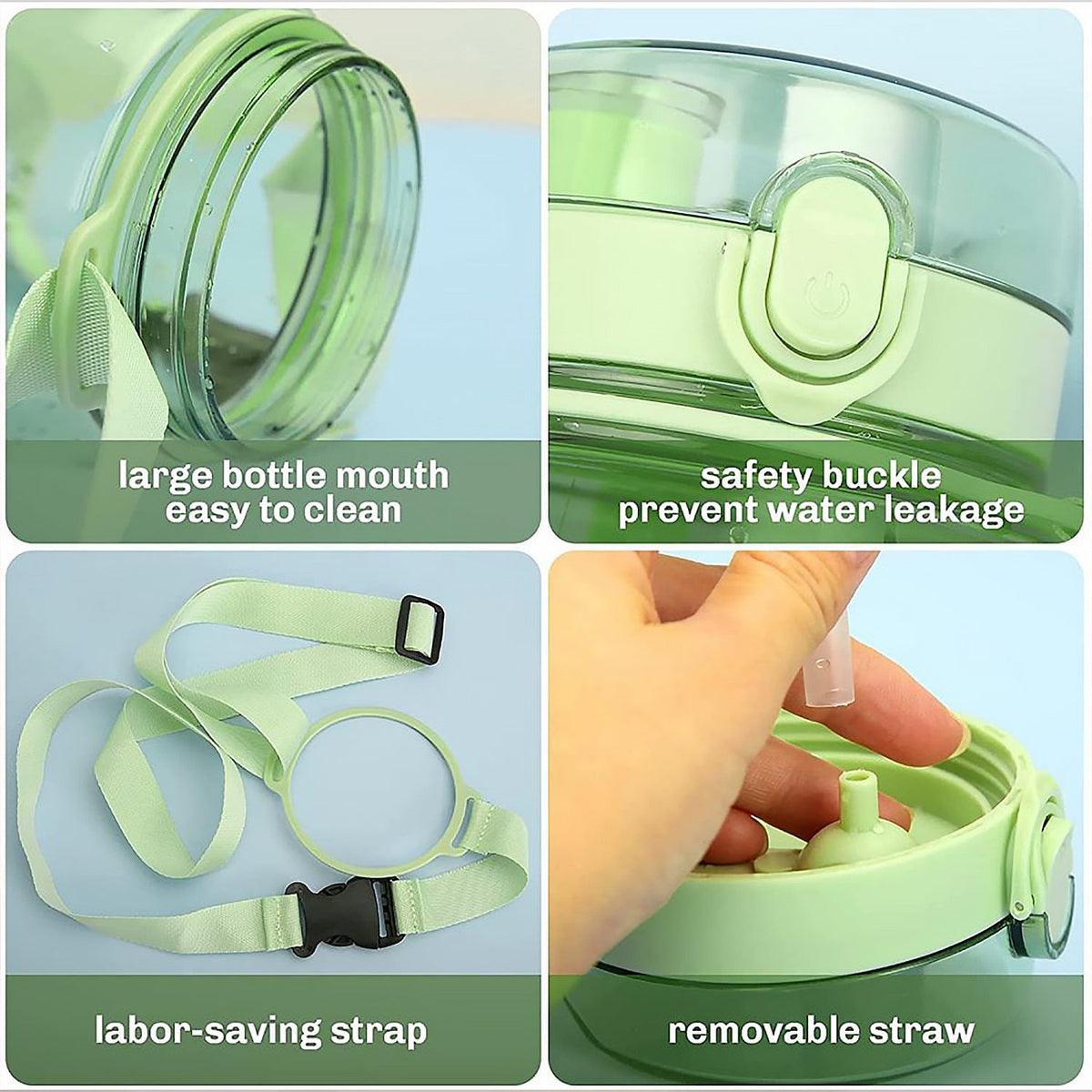 TM0271 Insulated Water Bottle Portable Water Bottle With Strap, Sticker and Straw Cute Outdoor Sports Bottle For Water Travel Drinkware Jug Travel Water Bottle large Capacity Water Jug, Gym / Kid / Outdoor Sport / Campus, Fashionable (1300 ML Approx)