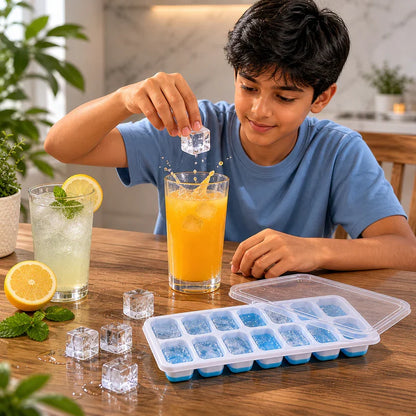 11112 Multipurpose Plastic Ice Cube Tray with Lid - 14 Grid
