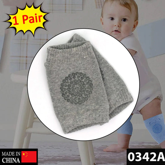0342A Baby Toddler Knee Pads for Crawling, Anti-Slip Padded Stretchable Elastic Cotton Soft Breathable Comfortable Knee Cap Elbow Safety Protector (Assorted color)