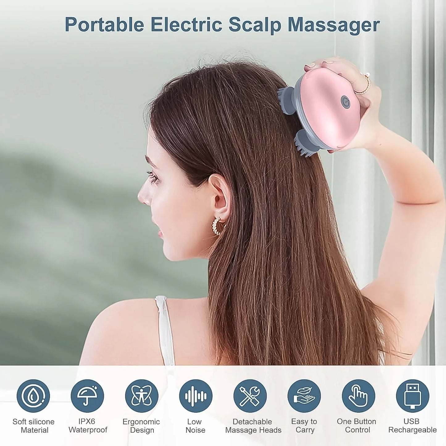 AM6357 Smart Electric Portable Head Massager for Hair Growth Deep Clean and Stress Relax