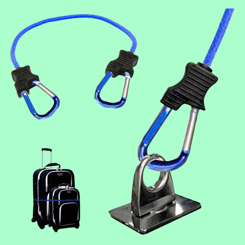 15264 Carabiner Bungee Cords with Hook Tie Downs Luggage Strap Carrying Bag Secure (1 Pc / Mix Color)