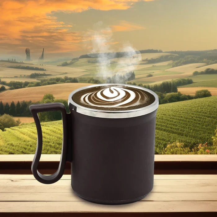 10100 Coffee Mug With Lid And Handle-Plastic Covered Stainless Steel Mug (Random Color, Approx 200 ML)